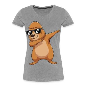 Cool Dabbing Bigfoot Sonnenbrille Cartoon-Kunst - Frauen Premium Bio T-Shirt - Grau meliert - Vorne - Mia (176cm)