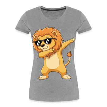 Cool Dabbing Lion Sunglasses Cartoon Art - Women's Premium Organic T-Shirt - heather grey - Front - Mia (176cm)