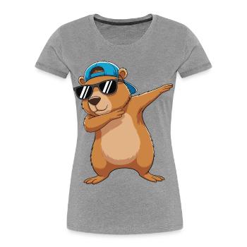 Cool Dabbing Bear Sonnenbrillen-Cartoon-Kunst - Frauen Premium Bio T-Shirt - Grau meliert - Vorne - Mia (176cm)