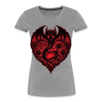 Süßes Herz Romantischer Drachenliebhaber Rosen Liebe - Frauen Premium Bio T-Shirt - Grau meliert - Vorne - Mia (176cm)