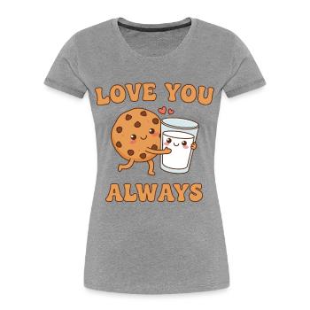 Je t’aime toujours – Sweet Cookie & Milk Design - T-shirt bio Premium Femme - gris chiné - Devant - Mia (176cm)