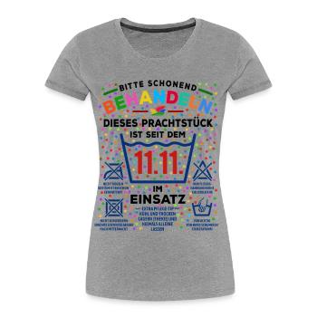 en usage depuis la version 11.11. | Costume de carnaval - T-shirt bio Premium Femme - gris chiné - Devant - Mia (176cm)