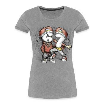Number Duo Street Style Dancing Six Seven 67 - Women's Premium Organic T-Shirt - heather grey - Front - Mia (176cm)