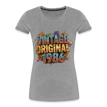 Vintage Original 1986  - Frauen Premium Bio T-Shirt - Grau meliert - Vorne - Mia (176cm)