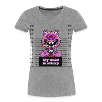 My weed is sticky - Women's Premium Organic T-Shirt - heather grey - Front - Mia (176cm)