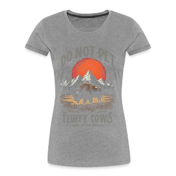Les bisons vintage ne caressent pas les vaches duveteuses Bizons drôles - T-shirt bio Premium Femme - gris chiné - Devant - Mia (176cm)