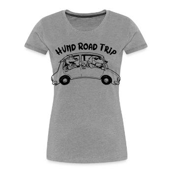 Un voyage en voiture avec chien : une idée de cadeau amusant - T-shirt bio Premium Femme - gris chiné - Devant - Mia (176cm)