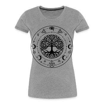 Sacred Tree of Life - Women's Premium Organic T-Shirt - heather grey - Front - Mia (176cm)