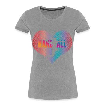 Handball Spielerin Herz - Frauen Premium Bio T-Shirt - Grau meliert - Vorne - Mia (176cm)