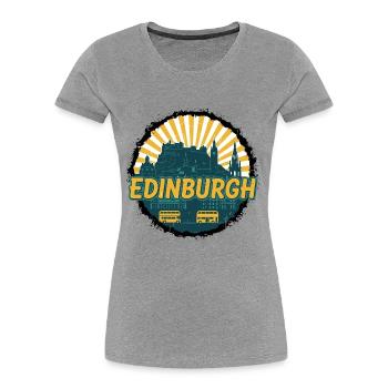 Edinburgh Castle City Skyline Vintage-Abzeichen - Frauen Premium Bio T-Shirt - Grau meliert - Vorne - Mia (176cm)