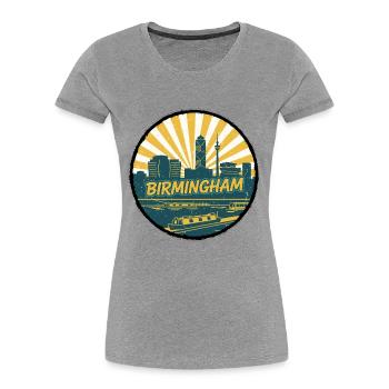 Insigne vintage du canal de la skyline de la ville de Birmingham - T-shirt bio Premium Femme - gris chiné - Devant - Mia (176cm)
