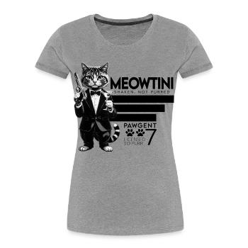 Motif Miaoutini - Pawgent - Chat - T-shirt bio Premium Femme - gris chiné - Devant - Mia (176cm)