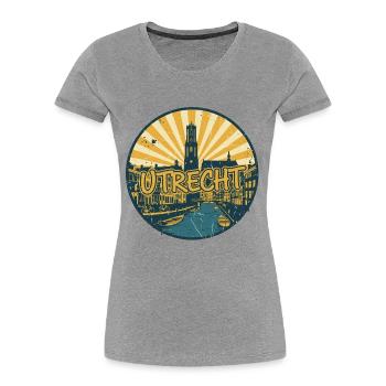 Utrecht City Skyline Retro Vintage-Abzeichen - Frauen Premium Bio T-Shirt - Grau meliert - Vorne - Mia (176cm)