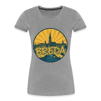 Breda City Skyline Retro Vintage-Abzeichen - Frauen Premium Bio T-Shirt - Grau meliert - Vorne - Mia (176cm)