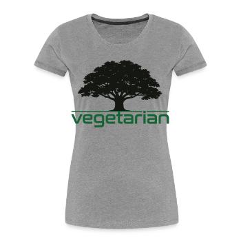 Vegetarian Oak – Natur & Beständigkeit Design - Frauen Premium Bio T-Shirt - Grau meliert - Vorne - Mia (176cm)