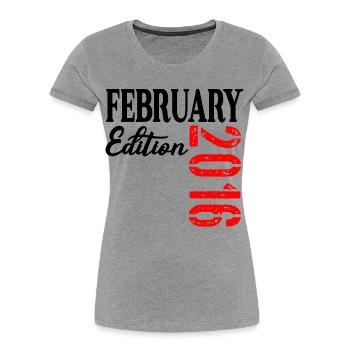 Février 2016 - 11e anniversaire - T-shirt bio Premium Femme - gris chiné - Devant - Mia (176cm)