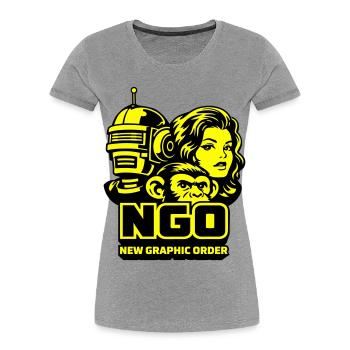 NGO Neon Pop Retro Portraits - Frauen Premium Bio T-Shirt - Grau meliert - Vorne - Mia (176cm)