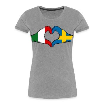 Italy Sweden Flag Hands Heart Shape - Women's Premium Organic T-Shirt - heather grey - Front - Mia (176cm)