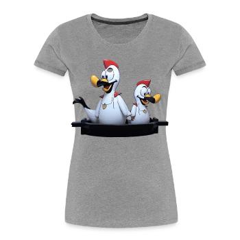 Duo de mouettes sur la jetée - T-shirt bio Premium Femme - gris chiné - Devant - Mia (176cm)