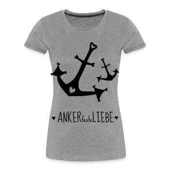 ANKERfesteLIEBE  / Original by heavenlygoods  - Frauen Premium Bio T-Shirt - Grau meliert - Vorne - Mia (176cm)
