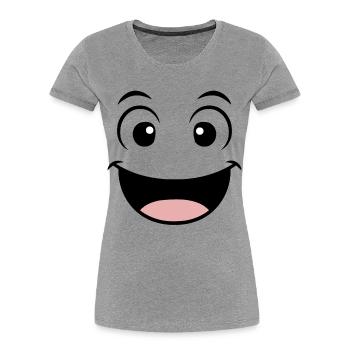Gute Laune Gesicht - Frauen Premium Bio T-Shirt - Grau meliert - Vorne - Mia (176cm)