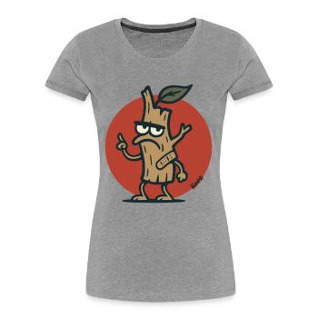 Grim Tree Branch Tree Stump with Face - Women's Premium Organic T-Shirt - heather grey - Front - Mia (176cm)