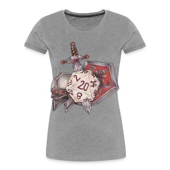 RPG Tabletop D20 Dice Gift Fighter - Women's Premium Organic T-Shirt - heather grey - Front - Mia (176cm)