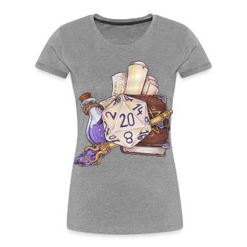 Rollenspiel Tabletop D20 Würfel Geschenk Zauberer  - Frauen Premium Bio T-Shirt - Grau meliert - Vorne - Mia (176cm)