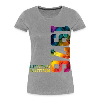 ÉDITION LIMITÉE 1976 50 ANS 50E ANNIVERSAIRE - T-shirt bio Premium Femme - gris chiné - Devant - Mia (176cm)