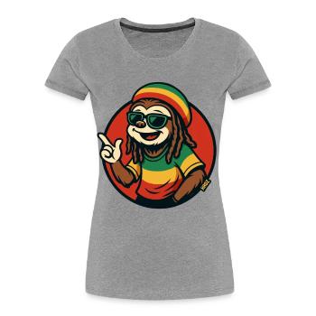 Reggae Faultier mit Sonnenbrille - Frauen Premium Bio T-Shirt - Grau meliert - Vorne - Mia (176cm)