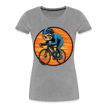 Vélo de route Vélo Vélo Sport Vélo VTT - T-shirt bio Premium Femme - gris chiné - Devant - Mia (176cm)