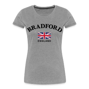Bradford, England - Women's Premium Organic T-Shirt - heather grey - Front - Mia (176cm)
