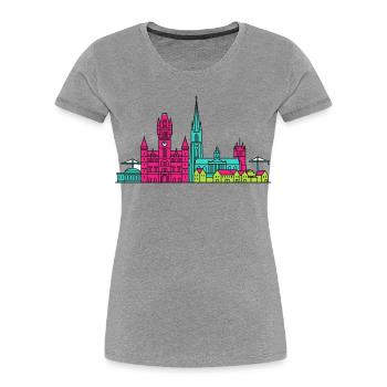 Aberdeen City Skyline Marischal College Art - Frauen Premium Bio T-Shirt - Grau meliert - Vorne - Mia (176cm)