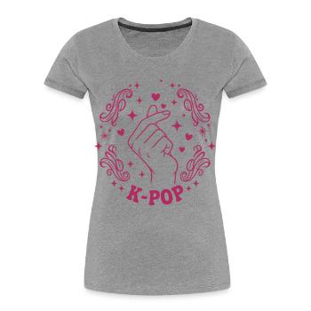 K-Pop Finger Herz Koreanische Musik Niedliche K-Pop Liebe - Frauen Premium Bio T-Shirt - Grau meliert - Vorne - Mia (176cm)