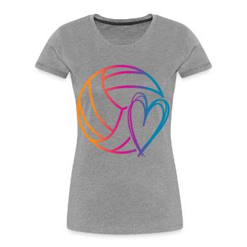 Ballon de volley-ball - T-shirt bio Premium Femme - gris chiné - Devant - Mia (176cm)