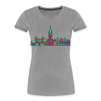Nijmegen City Skyline Waal Bridge Line Art - Women's Premium Organic T-Shirt - heather grey - Front - Mia (176cm)