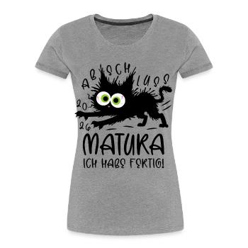 Matura 2026 Ich habe fertig Katze - Frauen Premium Bio T-Shirt - Grau meliert - Vorne - Mia (176cm)