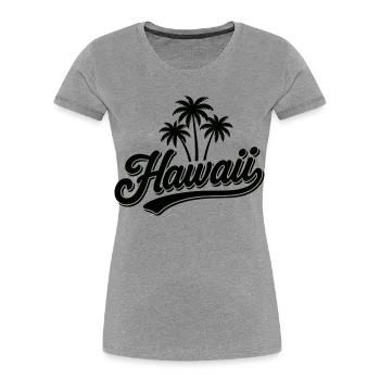 Hawaii Summer Vibes with Palm Trees and Sea - Women's Premium Organic T-Shirt - heather grey - Front - Mia (176cm)