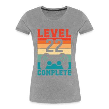 22nd Birthday Level 22 Complete 22 Years Gamer - Women's Premium Organic T-Shirt - heather grey - Front - Mia (176cm)