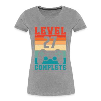 27th Birthday Level 27 Complete 27 Years Gamer - Women's Premium Organic T-Shirt - heather grey - Front - Mia (176cm)