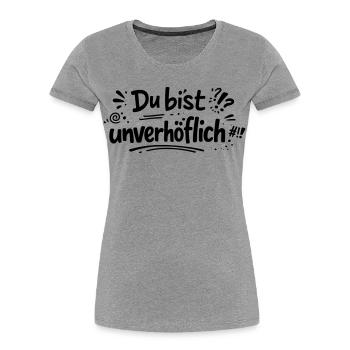 Unverhöflich - Frauen Premium Bio T-Shirt - Grau meliert - Vorne - Mia (176cm)