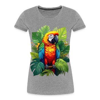 Papagei im Dschungel - Frauen Premium Bio T-Shirt - Grau meliert - Vorne - Mia (176cm)