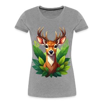 Ein Reh oder Hirsch im Wald - Frauen Premium Bio T-Shirt - Grau meliert - Vorne - Mia (176cm)