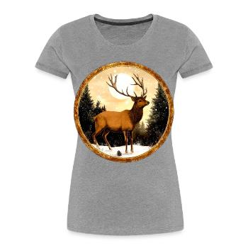Style du cerf - T-shirt bio Premium Femme - gris chiné - Devant - Mia (176cm)