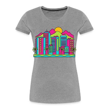 Sunshine Coast City Skyline Beach Art moderne - T-shirt bio Premium Femme - gris chiné - Devant - Mia (176cm)