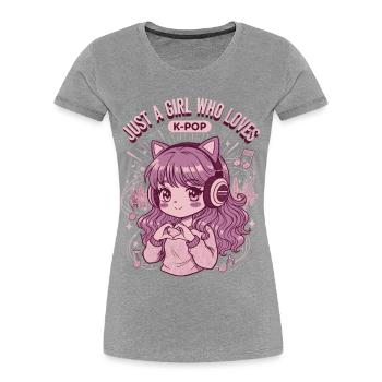 Just a girl, das K-Pop liebt, niedliche Anime-Koreanische Pop-Pop-Figuren - Frauen Premium Bio T-Shirt - Grau meliert - Vorne - Mia (176cm)