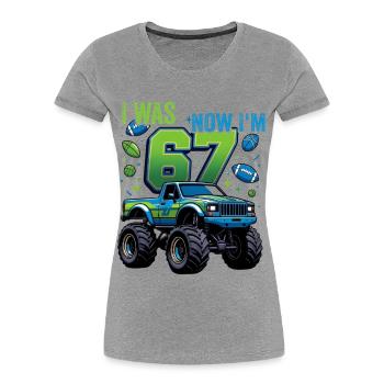 Monster Truck 7. Geburtstag Junge  - Frauen Premium Bio T-Shirt - Grau meliert - Vorne - Mia (176cm)