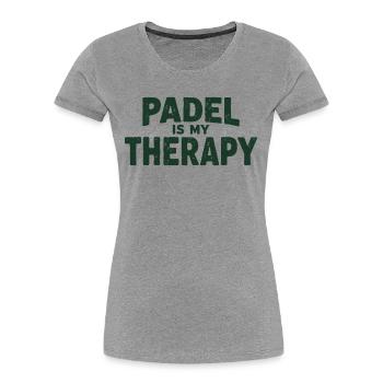 Padel is my Therapy Sportler Statement - Frauen Premium Bio T-Shirt - Grau meliert - Vorne - Mia (176cm)