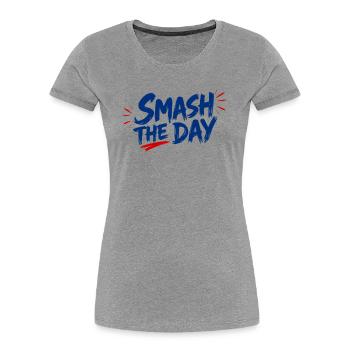 SMASH THE DAY Motivation für Padel und Tennis - Frauen Premium Bio T-Shirt - Grau meliert - Vorne - Mia (176cm)