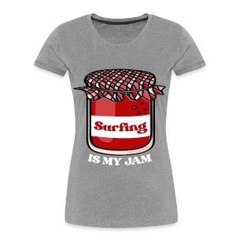 Surfing Jam Motiv auf Gläser Print - Frauen Premium Bio T-Shirt - Grau meliert - Vorne - Mia (176cm)